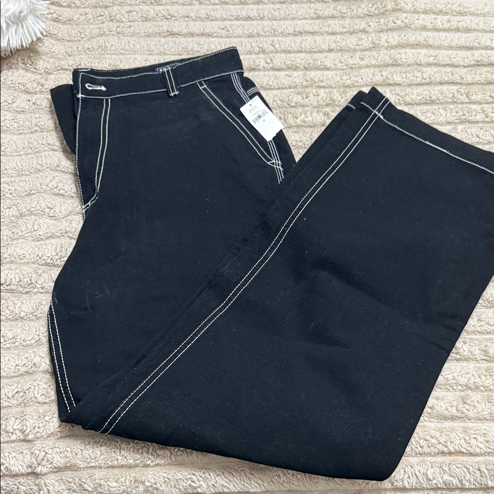 GAP Black Wide Leg Pants with Contrast White Stitching